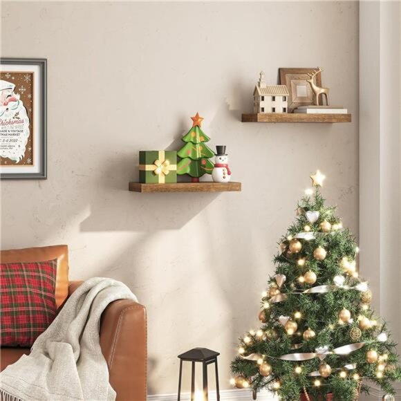 Floating Shelves for Wall, Wall Mounted Shelf Set of 2, 15.7" Hanging - Picture 2 of 7